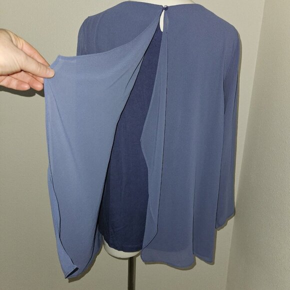 Soft Surroundings Belvedere Blouse Marlin Blue Layered Wrap Look Sz Petite Small - Picture 6 of 11